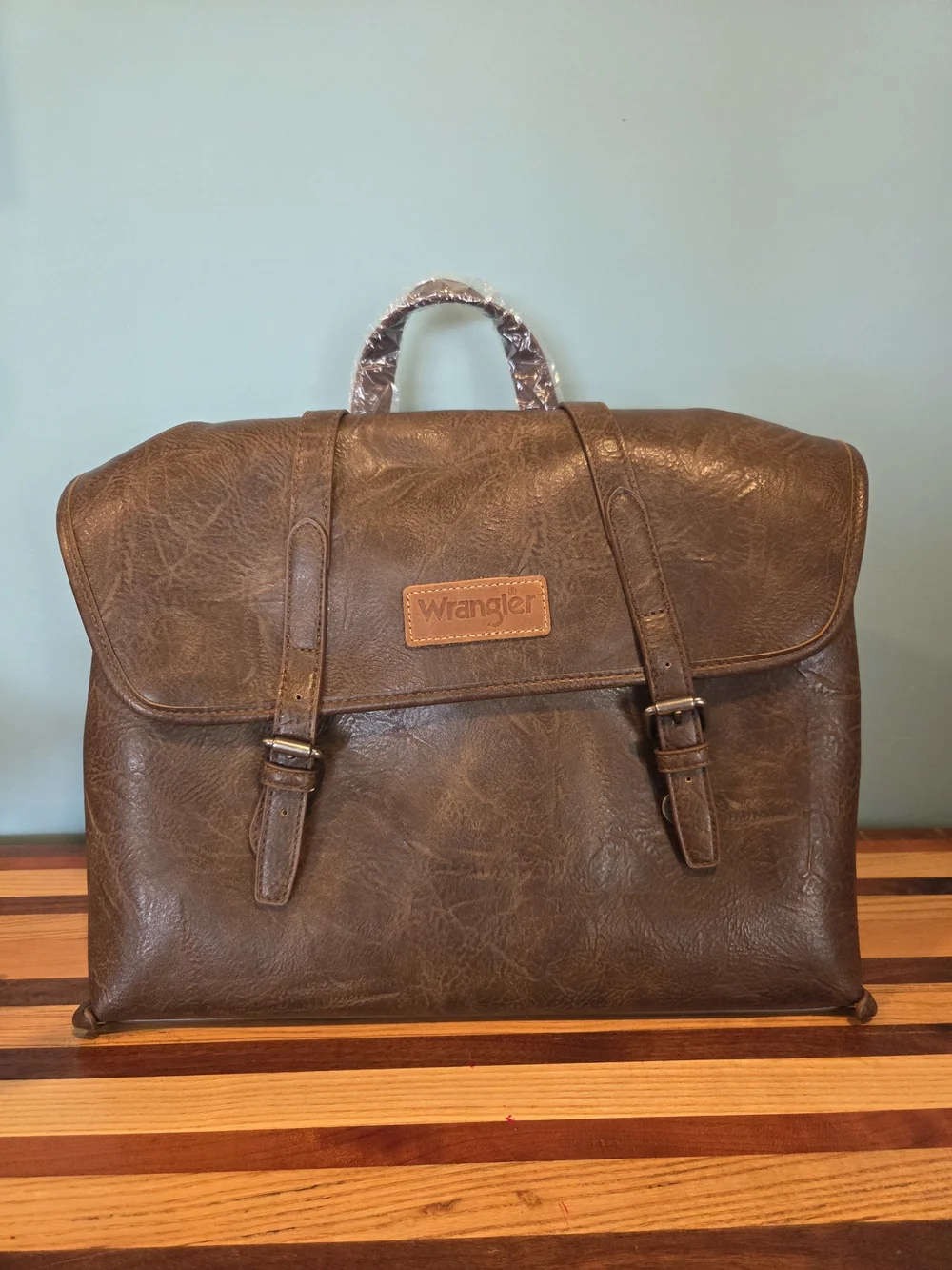 (NWT) Wrangler Brown Faux-Leather Backpack Or Cross Body Convertable Straps bag.